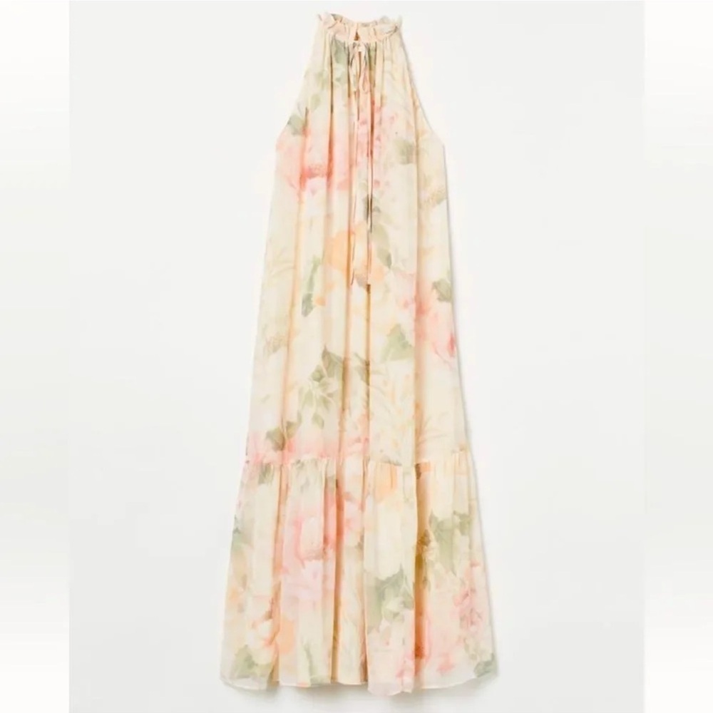 H&M Beach Summer Cream Long Dress S size NWT - Picture 2 of 4